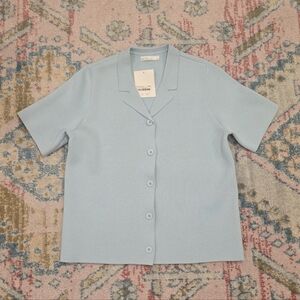 Oak and Fort Blue Knit Button Up